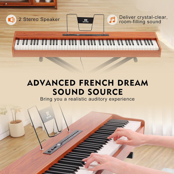 MUSTAR Digital Piano 88 Weighted Keys Hammer Action, Full Size 88 Key Piano Keyboard Weighted, Electric Keyboard Piano with Bluetooth Connection, Portable Case, Sustain Pedal, White