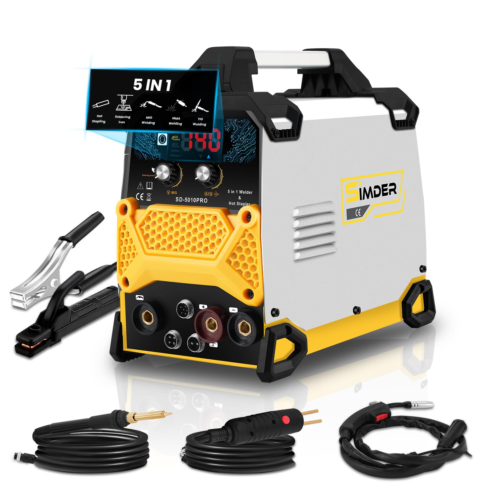 SSIMDER MIG Welder 240V Gasless MIG MMA 2 in 1 Welding Machine Flux Core Welder 220V 140Amp IGBT Inverter Welder MIG No Gas for Home DIY, Auto Repair, Metal Crafting,Best for Beginner