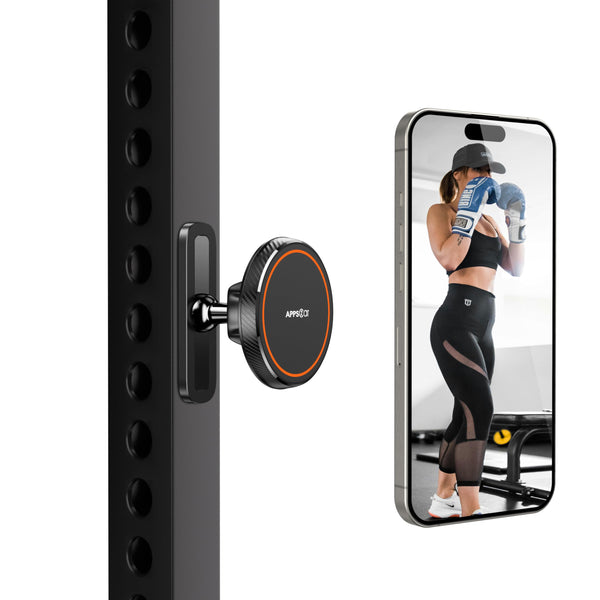 APPS2Car Magnetic Mount for GYM, 360 Adjustable Magnetic Phone golf Mount, Magnet Phone Holder Compatible with 4.7-6.5" Smartphones, Alloy Base and Joint, Black Cradle