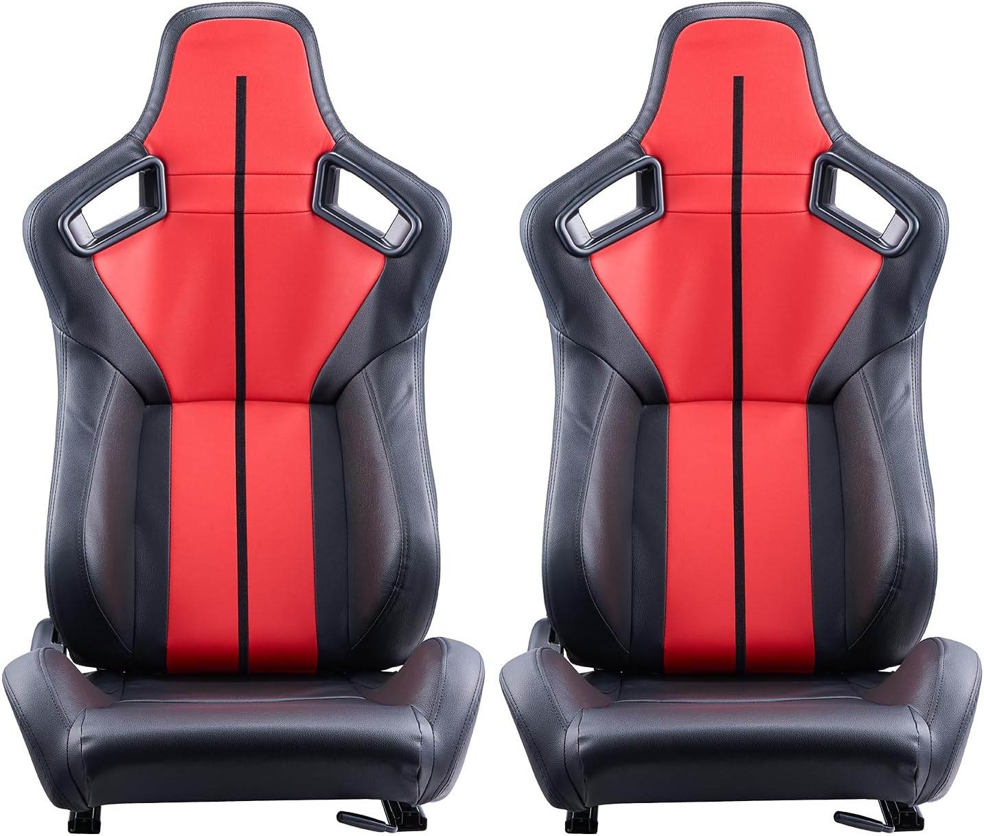 VEVOR Racing Seat, 2 Set, Adjustable Racing Cockpit with Wide Angle Reclining & High-Resilience Foam, Comfortable Racing Chair with Soft PVC Leather & Q235B Slider, Fit for Racing Cars & Go-Karts