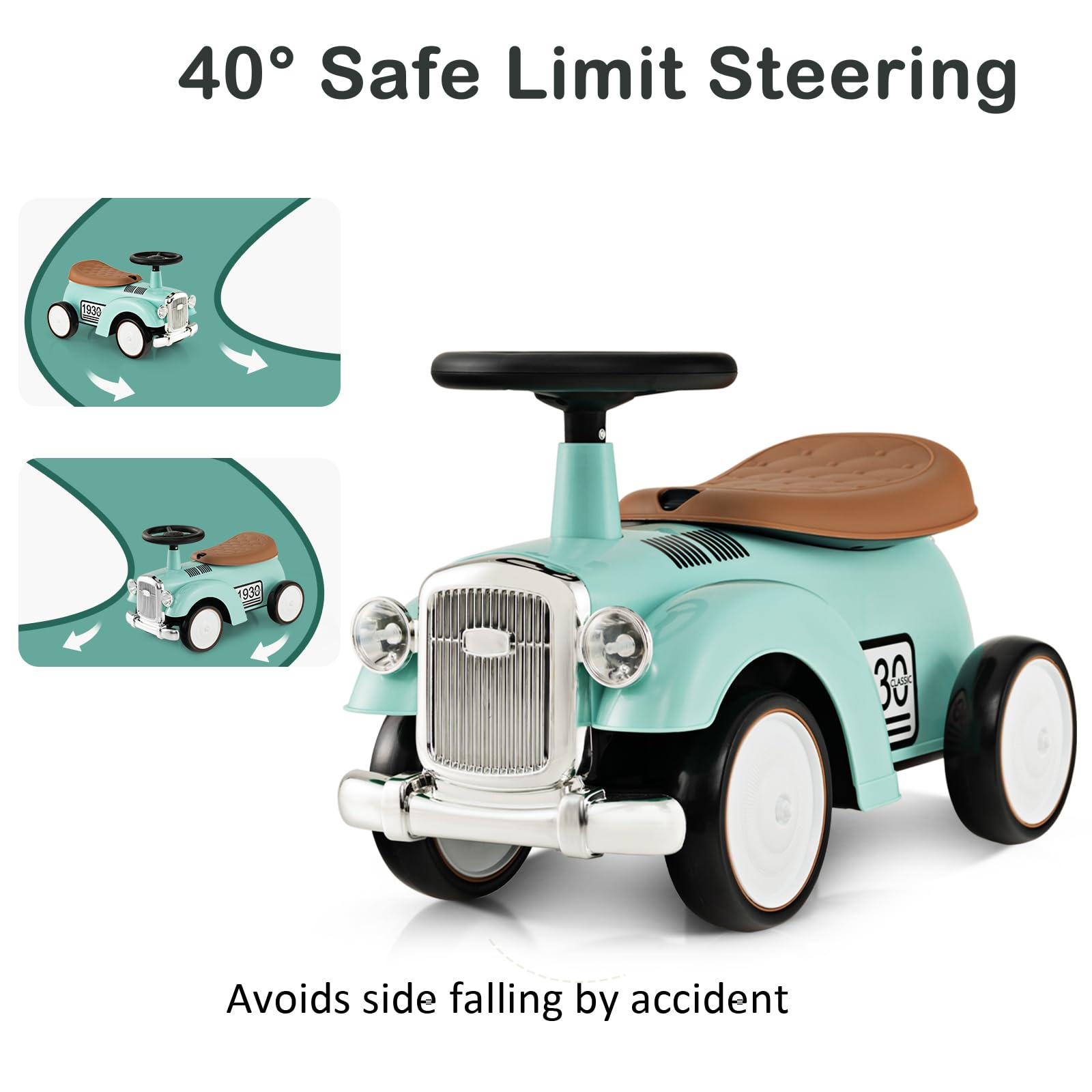 Kids Ride on Car, Toddler Foot to Floor Sliding Car with Air Horn, Hidden Storage Compartment, DIY Stickers, EVA Wheels, Children Sliding Walker Toy Car for 18-36 Months Boys Girls (White)