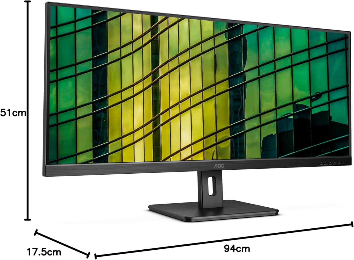 AOC U34E2M - 34" QHD Monitor, 100Hz, VA, 4ms, Low blue Light, Adaptive Sync, Flicker Free, Vesa mountable, Tilt (3440 x 1440 @ 100Hz, 300 d/m², HDMI 2.0 / DP 1.2 ), Black