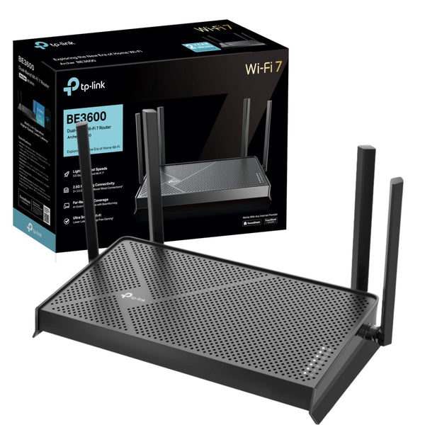 TP-Link Archer BE3600 Router WiFi 7 BE3600Mbps, WiFi Router, 2.5G Ports, USB 3.0 Port, Maximized Coverage, VPN Router, Internet Booster Routers, WiFi Booster, HomeShield Security, Easy Setup,EasyMesh