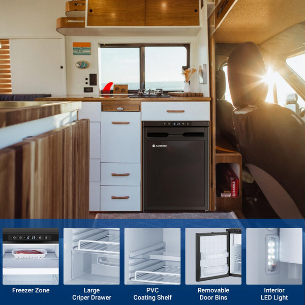 AAOBOSI 83L Campervan Fridge, Camping Refrigerator with APP Control, 12V Fridge Freezer for Campervan, Car, Truck, Boat, Motorhome, Travel