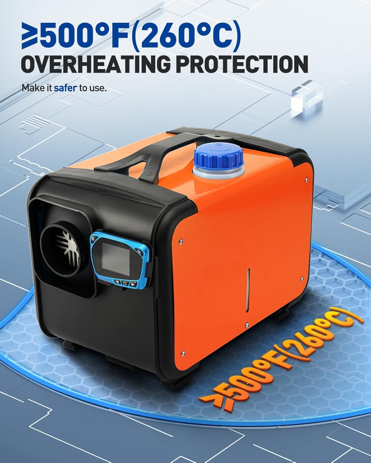 ShockFlo 12V 5KW Diesel Air Heater, All in One Parking Heater Kit with Remote Control, Silencer and LCD Display, Fast Heating, for RV Truck, Motorhomes, Boat, Bus, Car Trailer, Caravans