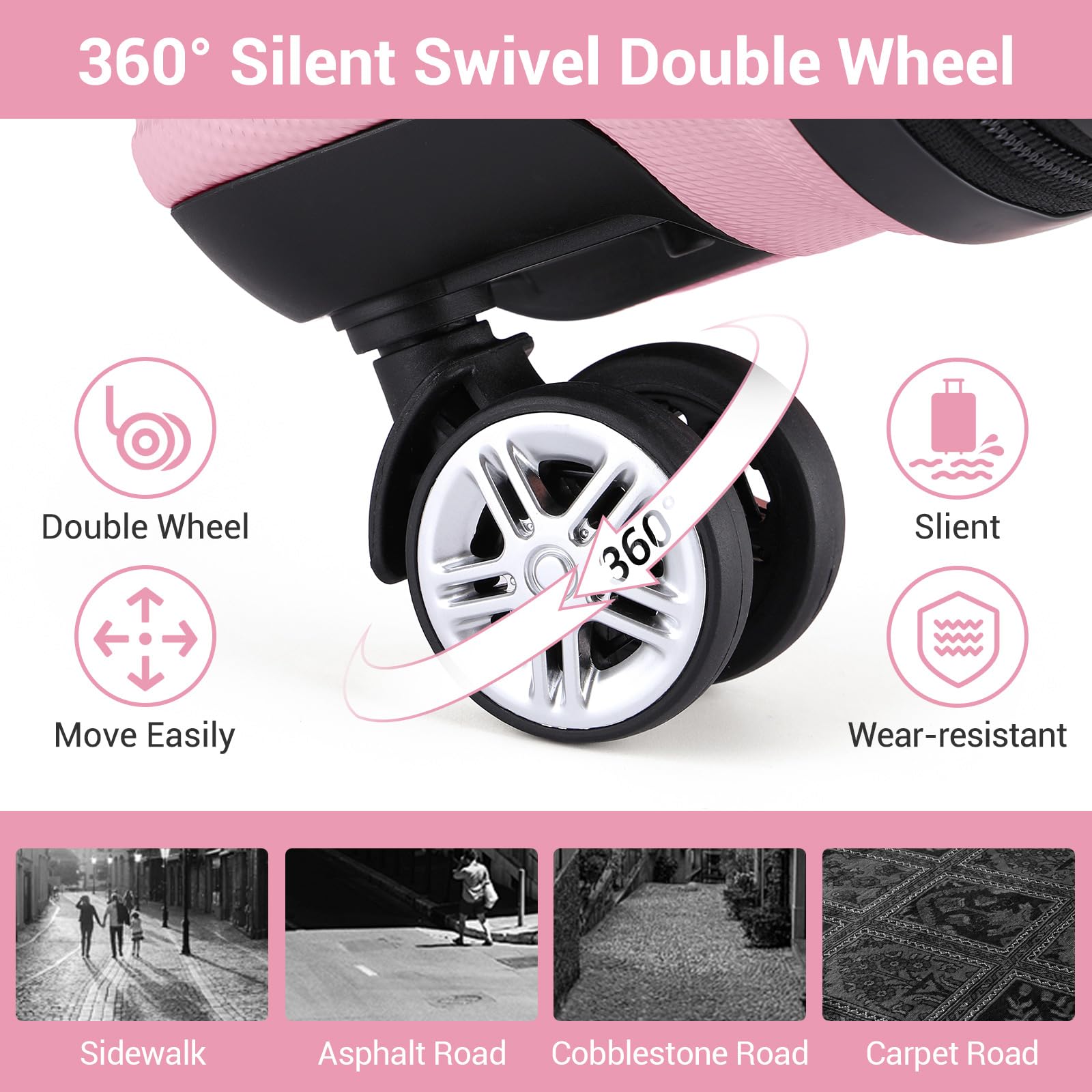 Kono Fashion Hand Luggage Lightweight ABS Hard Shell Trolley Travel Suitcase