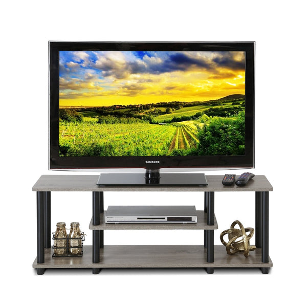 Furinno Turn-N-Tube No Tools 3D 3-Tier Entertainment TV Stands, French Oak/Black