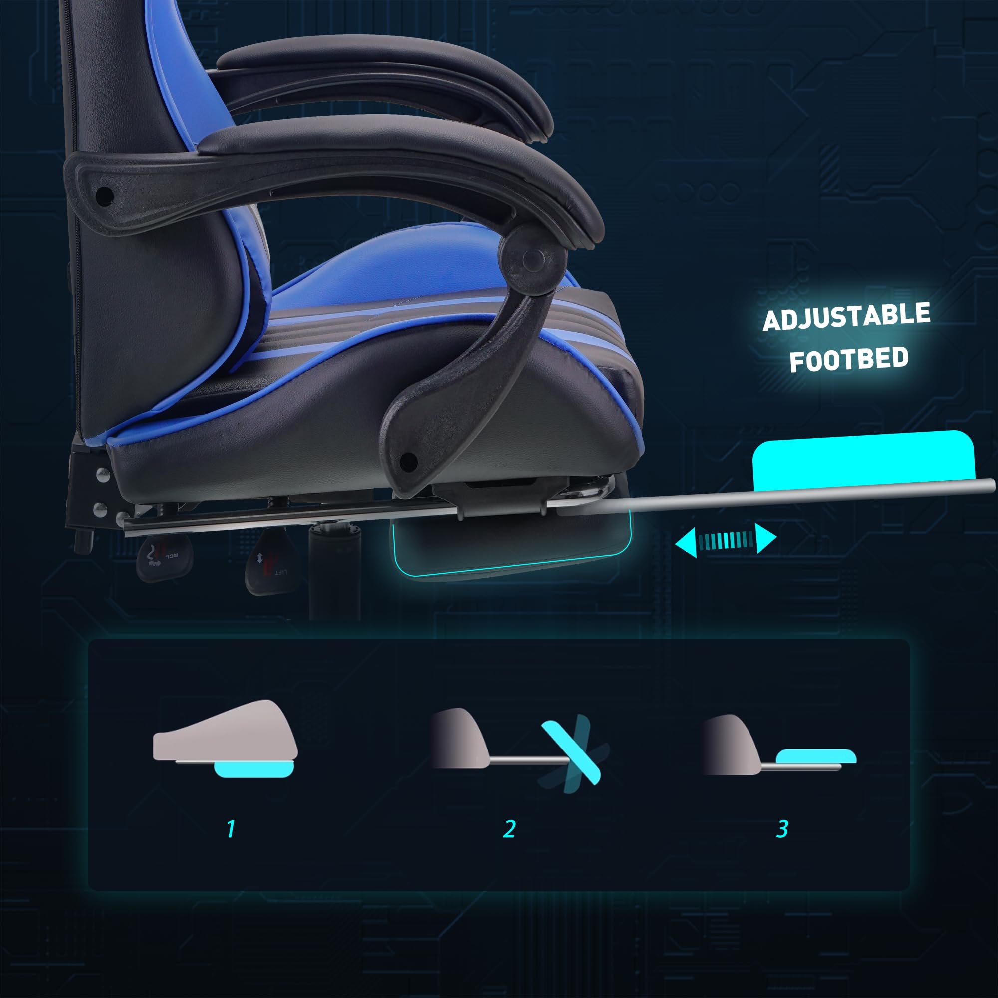 Play haha.Ergonomic reclining seat with footrest adjustable headrest and lumbar cushion high back support padded armrests PU leather finish for gaming home or office use