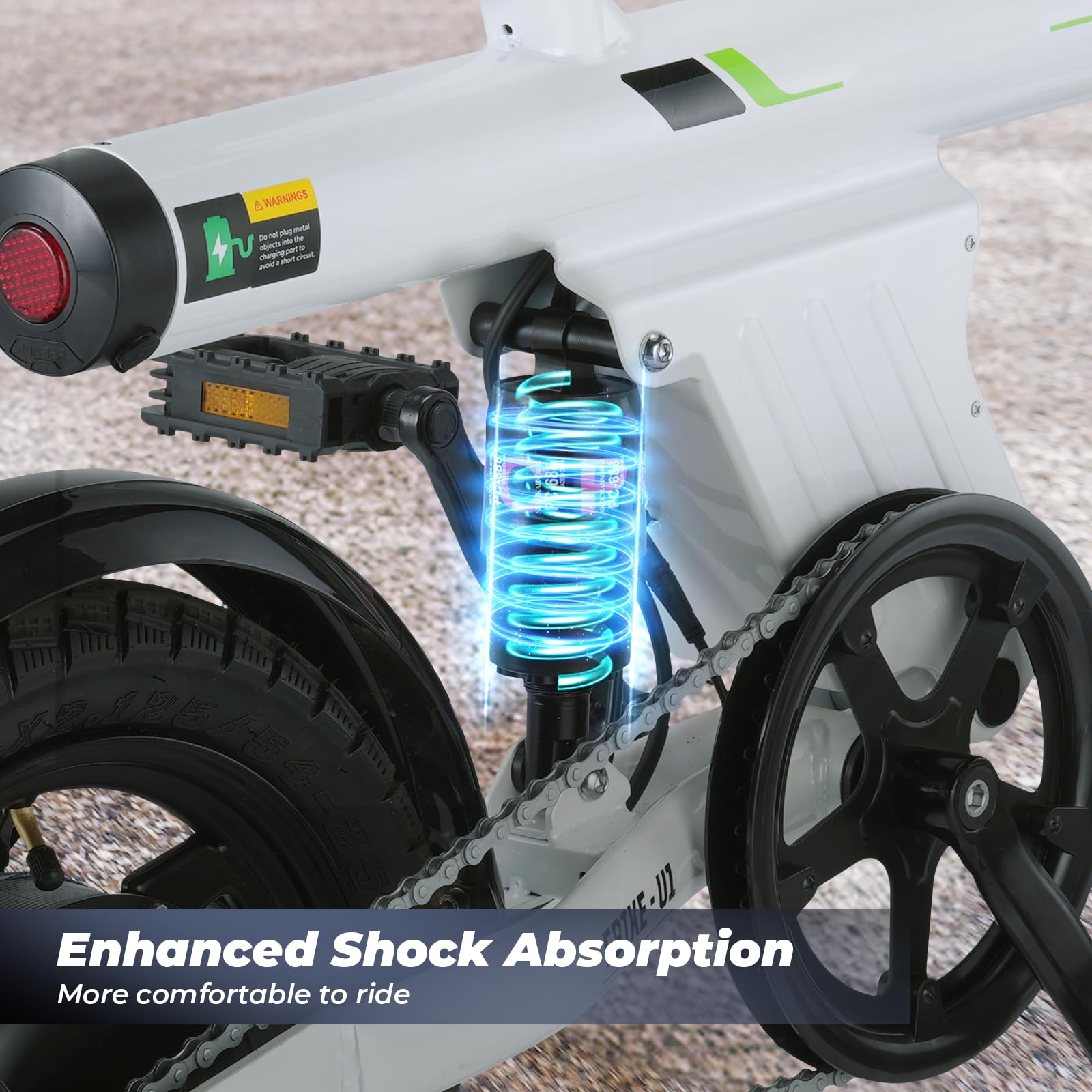 Finbike U1 Electric Bike for Adult/Teens,14" Folding Electric Bicycle with LCD Display,25KM/H & 45KM Range,4H Fast Charge,4 Riding Modes,Rear Shock Absorber,120KG Capacity,Compact Foldable Ebike