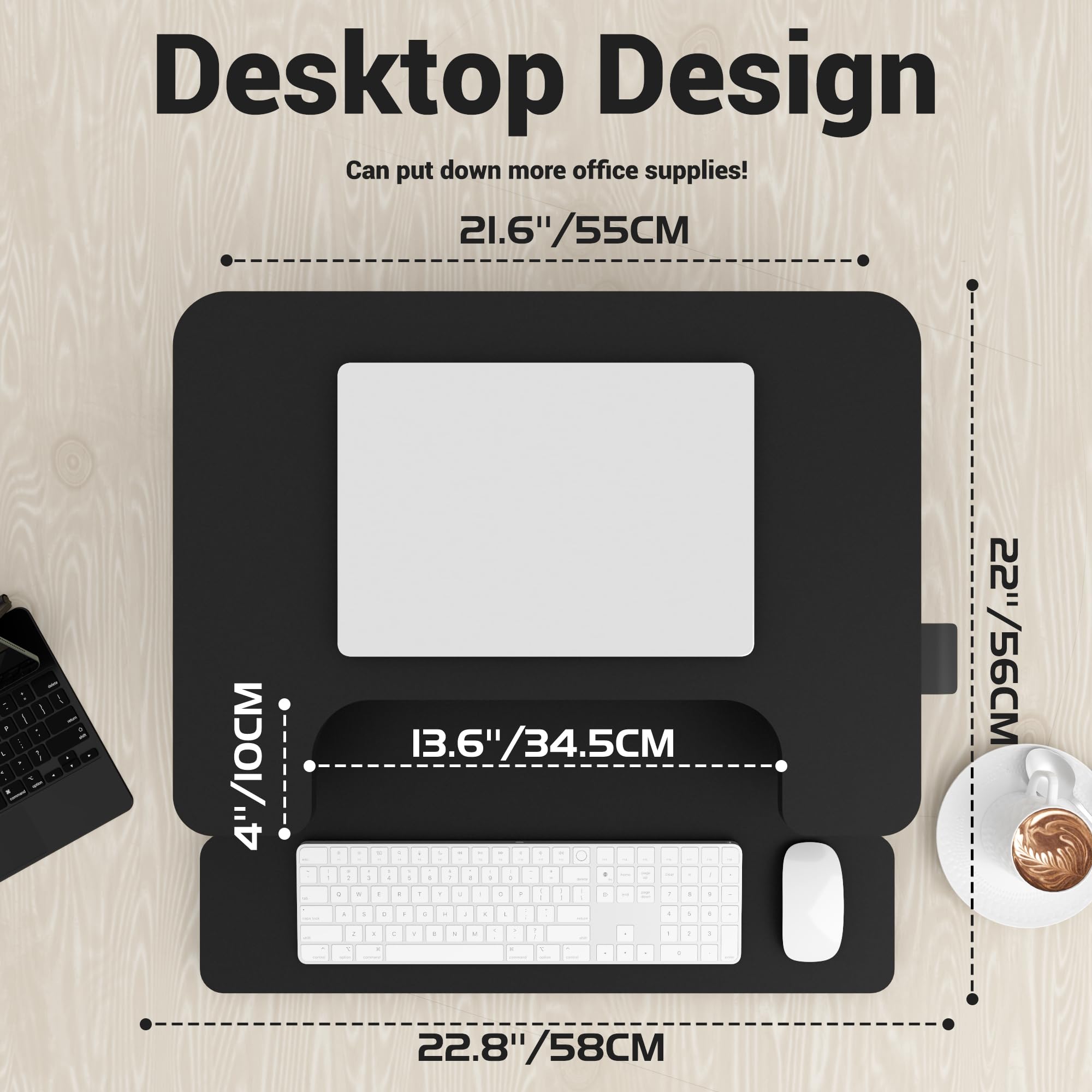 ERGOMAKER Standing Desk Converter, 36"/91cm Wide Height Adjustable Quick Sit to Stand Up Desk Riser for Dual Monitor