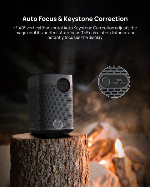 XGIMI Halo+ 1080P Portable Projector, 4K Input Supported, 700 ISO Lumens with Integrated Harman Kardon Speaker, Auto Focus&Keystone,ISA Technology, Android TV 10.0, Wireless Casting WiFi Bluetooth