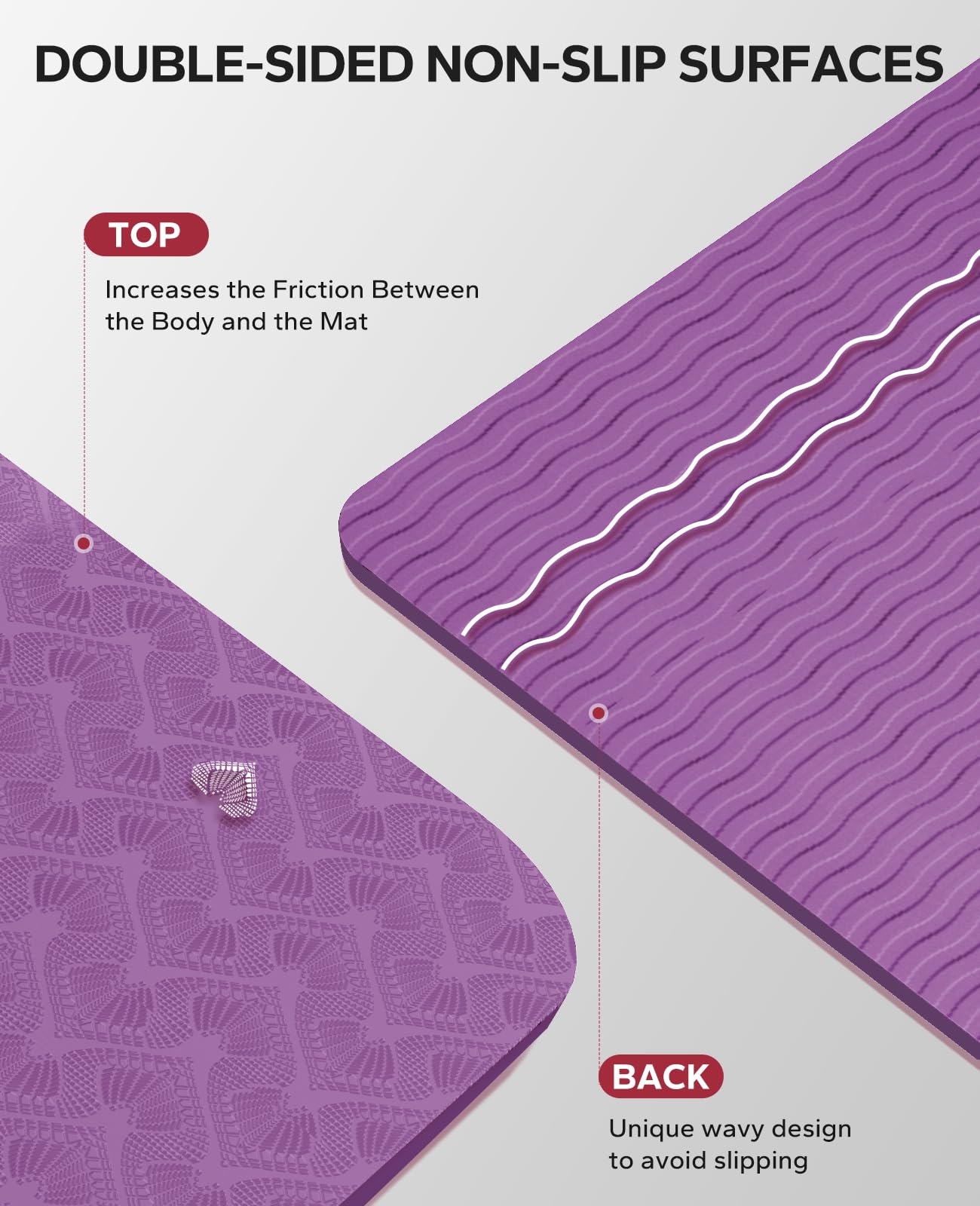 HAPBEAR Large Yoga Mat for Women- 183cm?116cm?6mm, TPE Non-Slip, Durable, Eco-Friendly, Extra Large Thick Wide Exercise Mat for