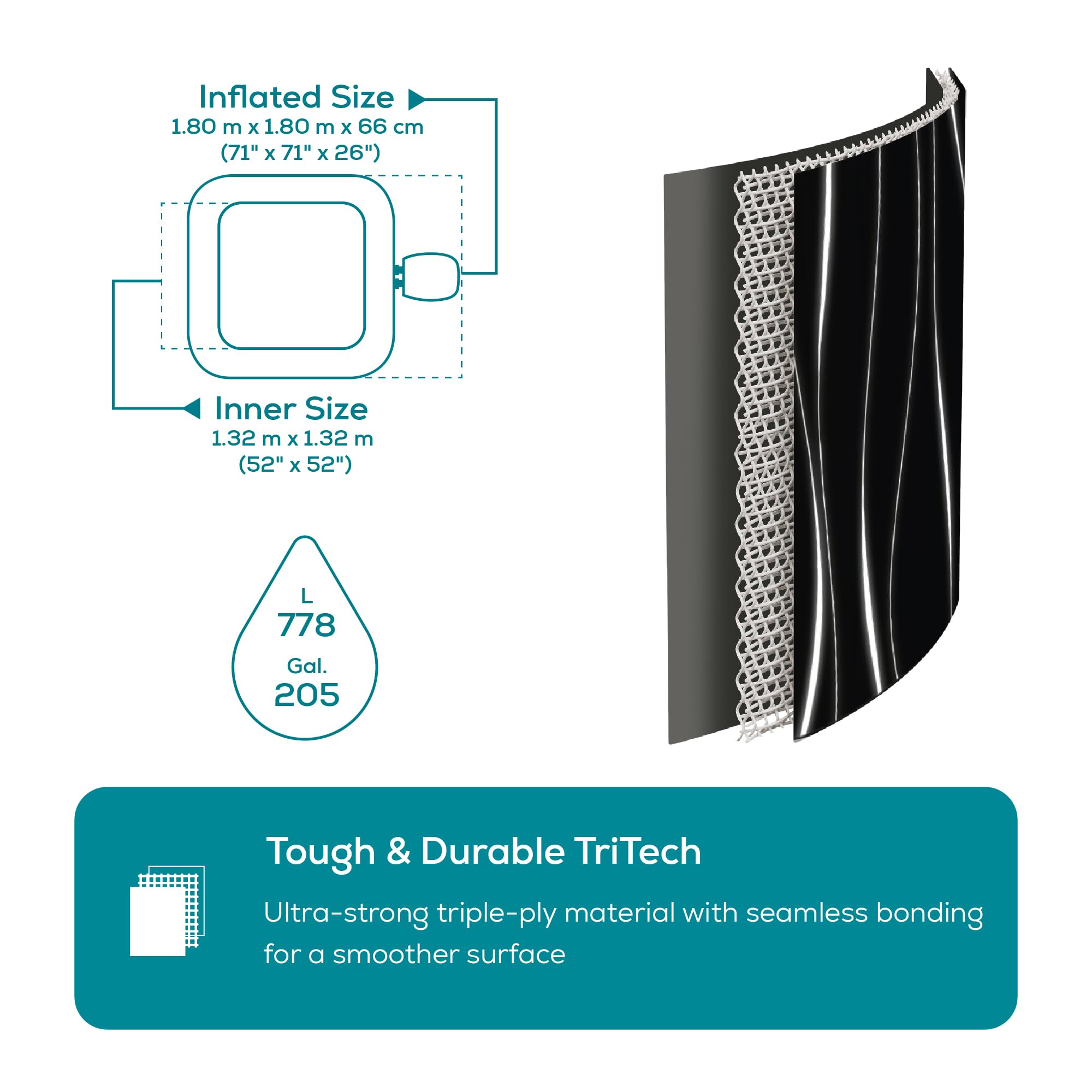 Lay-Z-Spa Paris AirJet Inflatable Hot Tub Spa 4-6 person, 1.96 m x 66 cm