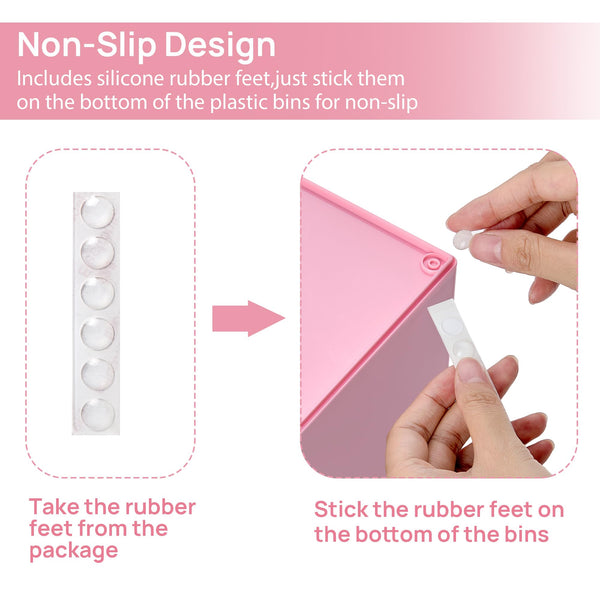 Vtopmart 4 pack Clear Stackable Storage Drawer, 4.4 Inch Tall Acrylic Bathroom Makeup Organiser, Plastic Storage box for Vanity, Under Sink, Kitchen Cupboard, Pantry, Home Organization