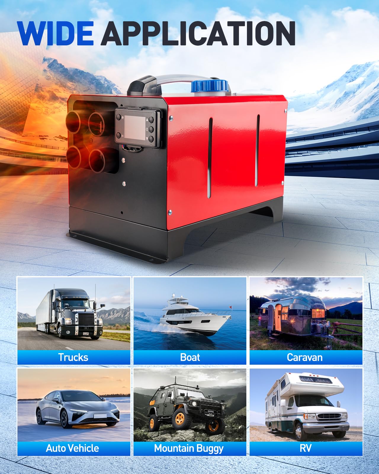 ShockFlo 12V 5KW Diesel Air Heater, All in One Parking Heater Kit with Remote Control, Silencer and LCD Display, Fast Heating, for RV Truck, Motorhomes, Boat, Bus, Car Trailer, Caravans