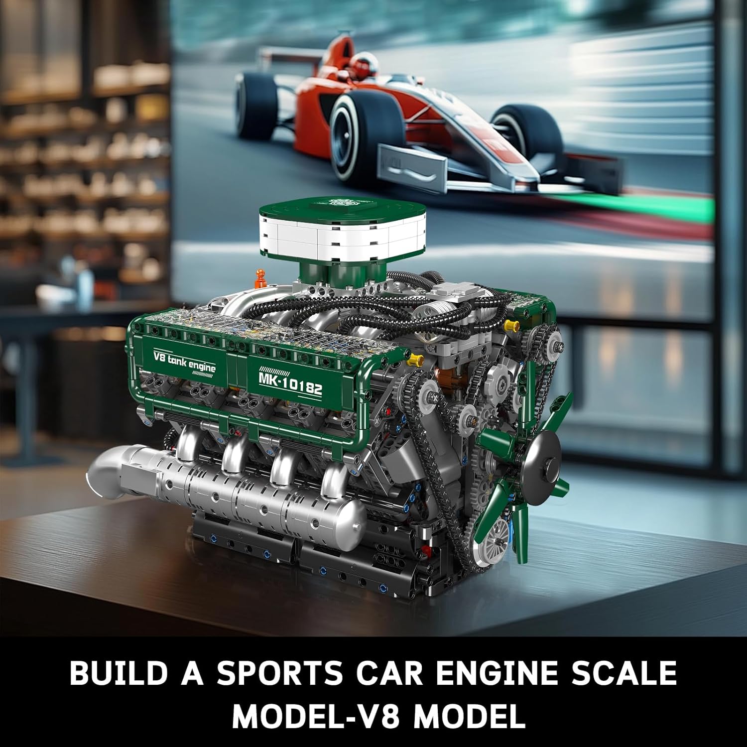 Mould King V8 Engine Building Blocks Set, 2250 PCS Combustion Engine Model Kit That Runs, Mini Engine for Adults with Battery, Engineering Construction STEM Toy for Boys Girls