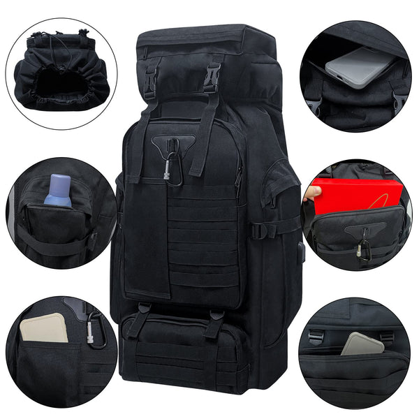 Wesoke 80L 100 liters Camping Hiking Backpack for Men, Extra Large Survival Hunting Backpack, Waterproof Big Molle Military Tactical Rucksack, Oversized Outdoor Sport Travel Daypack