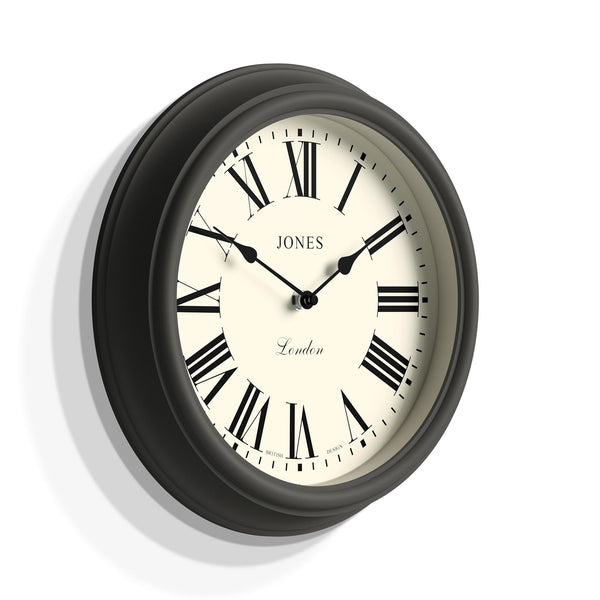 Jones Clocks Venetian wall clock | Classic round clock | 30cm | Dark grey | Roman numerals | Traditional design ideal for kitchen, living room or