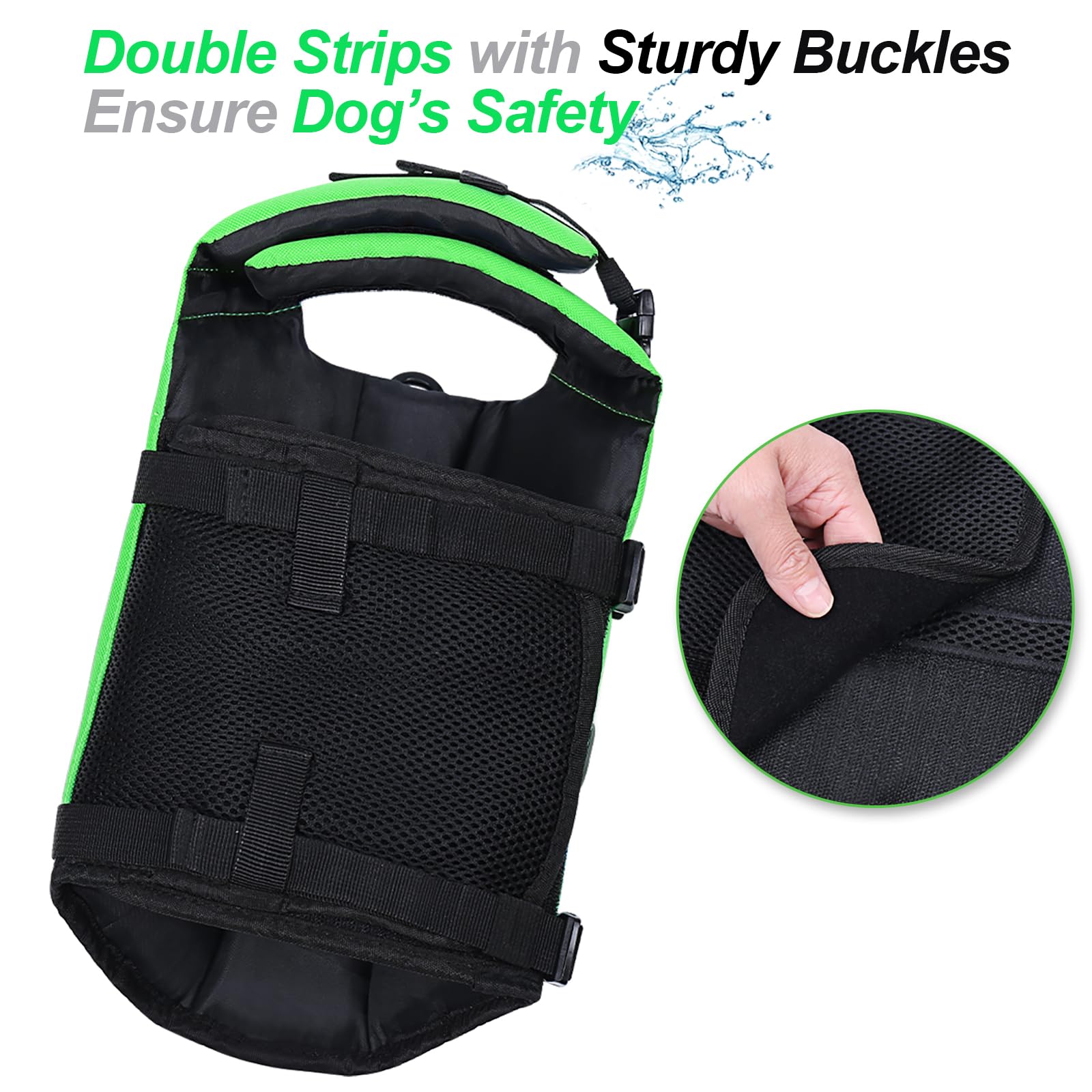 VIVAGLORY Front Float Dog Life Jacket, Dog Buoyancy Aid for Swimming & Boating, Life Vest with Chin Float & Handle, Ripstop & Buoyancy for Doggy, L, Yellow Grey