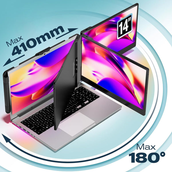 Teamgee 15.6” Laptop Screen Extender, 1080P FHD IPS Portable Monitor Compatible with 13”-17”Laptops, Slim Bezel-less Screen Extender with Detachable, Plug-Play for Mac, Windows, Android & Chrome