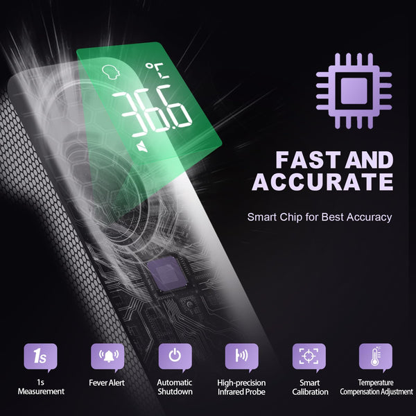 No-Touch Forehead Thermometer for Adults, Infrared Digital Thermometers for Kids, Touchless Baby Thermometer, Accurate Reading with LCD Display, Mute Mode, Memory Recall, Fever Alarm