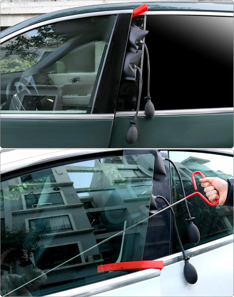 QWORK® 17-Piece Car Tool Kit Breakdown Emergency Kit with Long Reach Grabber, Air Wedge Pump and Trim Removal Tools for All Vehicles