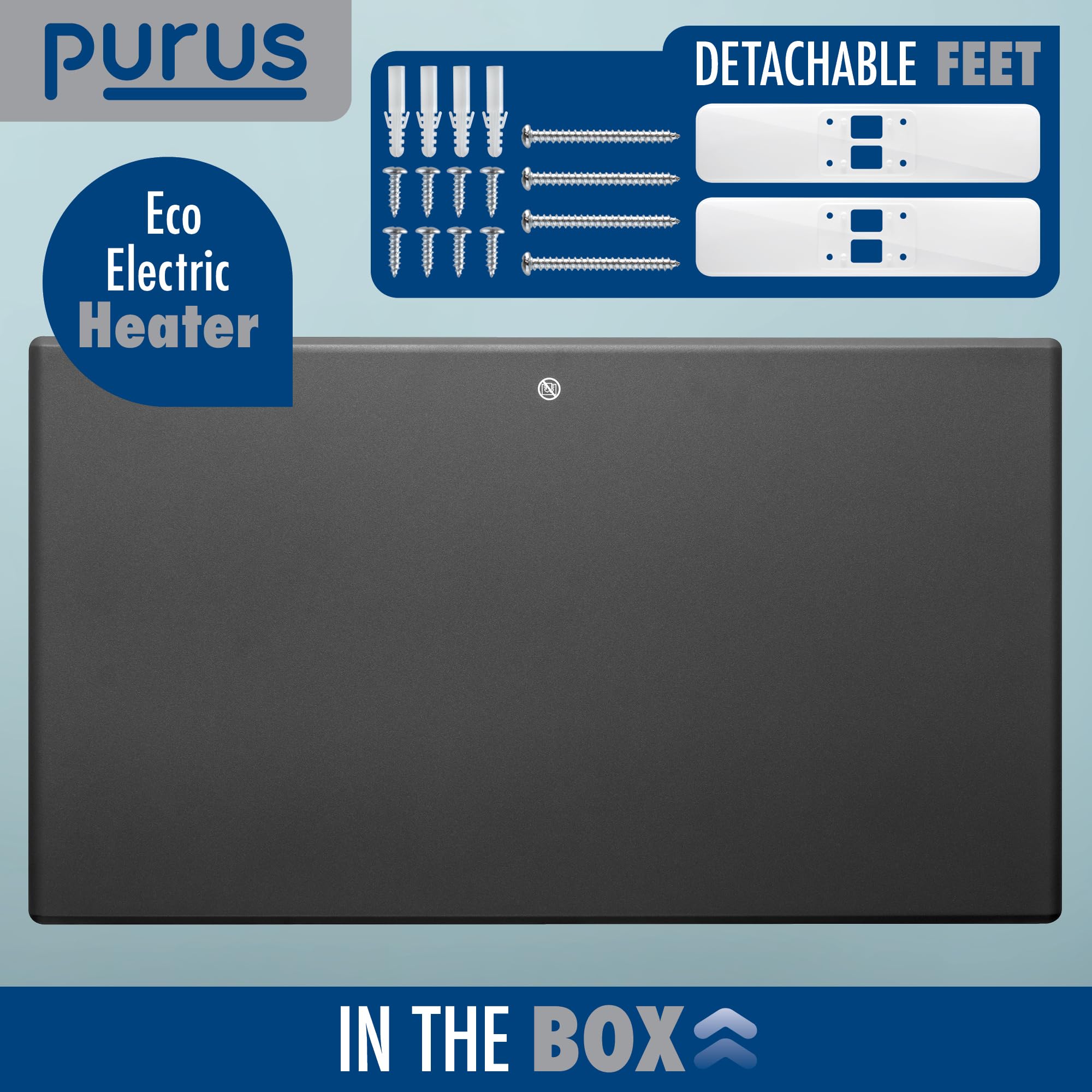 Purus 600W Grey Electric Radiator Heaters for Home, Bathroom Safe Electric Heater Setback Timer Lot 20 & Advanced Thermostat Control Wall Mounted or Floor Standing Low Energy Panel Heater