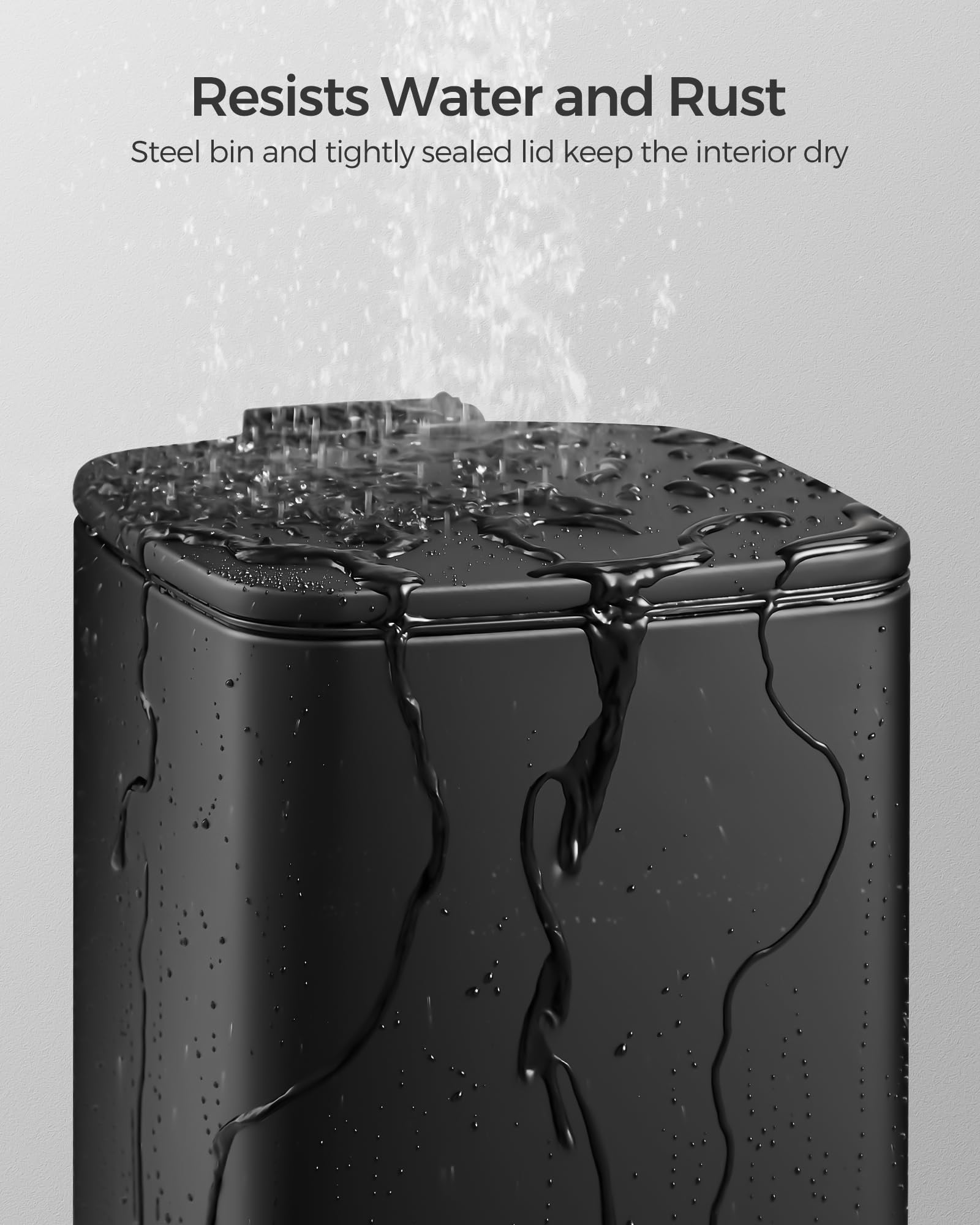 SONGMICS Kitchen Bin, 8-Gallon (30 L) Trash Bin, Steel Pedal Bin, with Inner Bucket, Soft Close and Stays Open, Ink Black LTB593B02