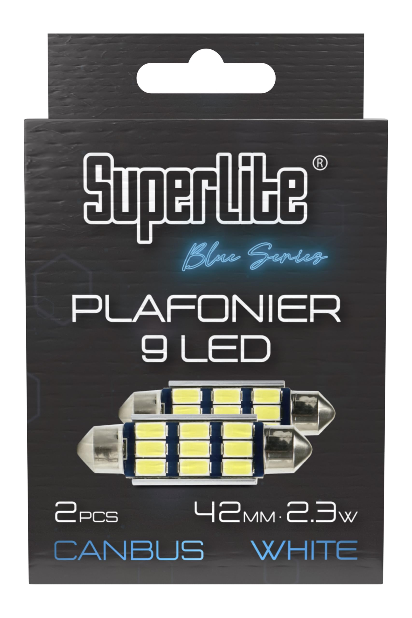 Superlite Set of 2 T10 Bulbs with 18 Leds from the Blue Series range. CanBus Technology and 6500K Colour Temperature. Ideal for Car and Truck.