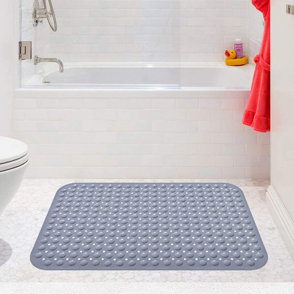 Bathsafe Extra Wide 90x60CM Non-Slip Soft Bath Mat Anti Slip TPR Shower Mat with Strong Suction Cups Non Skid Mats for Bathroom Toilet Hotel,