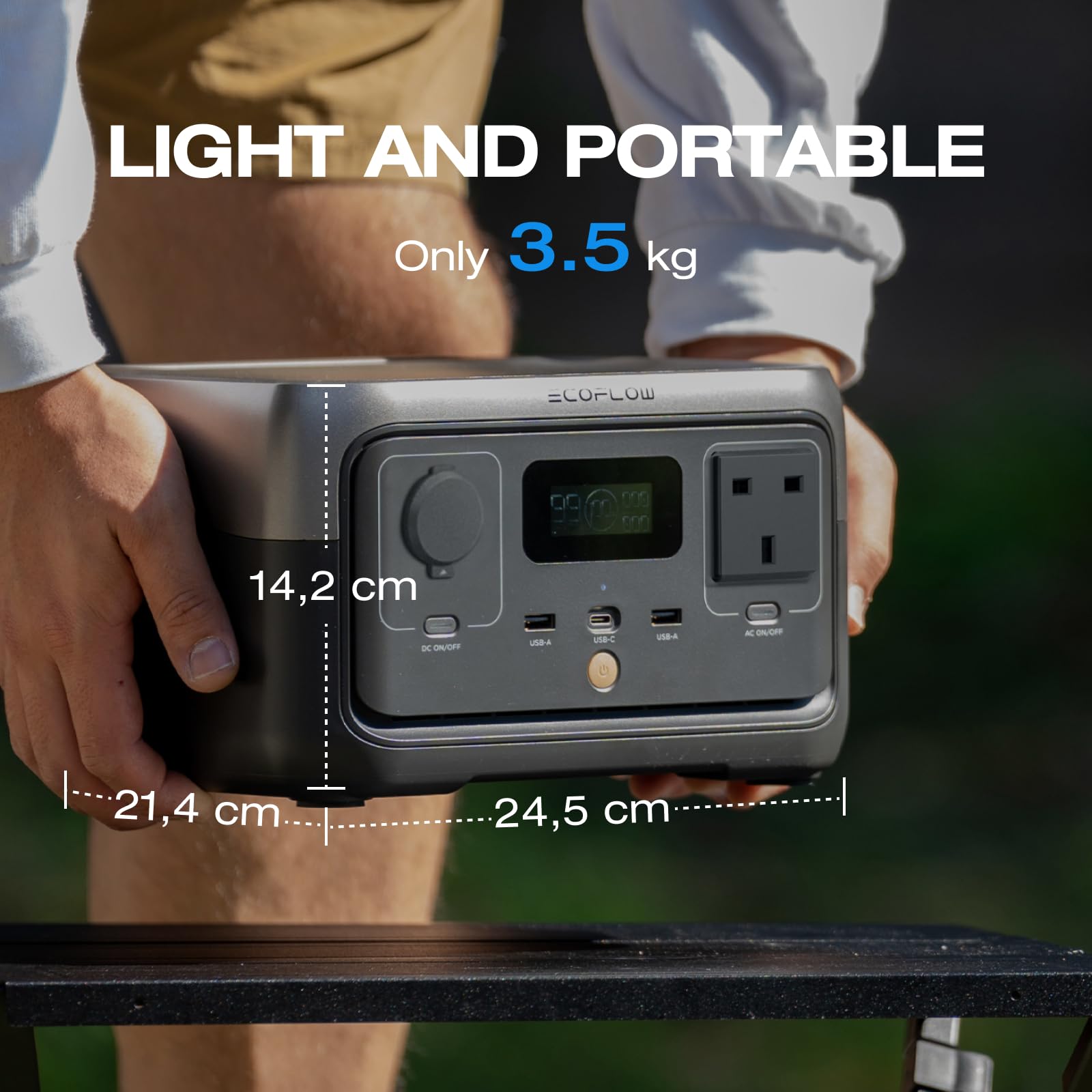 EF ECOFLOW RIVER 2 256Wh Portable Power Station with XT60 Cable, Solar Generator with LiFeP04, up to 600 W Power, Quick Charge in 1 Hour, Balcony Power for Camping/Emergency Power/Motorhomes/Home