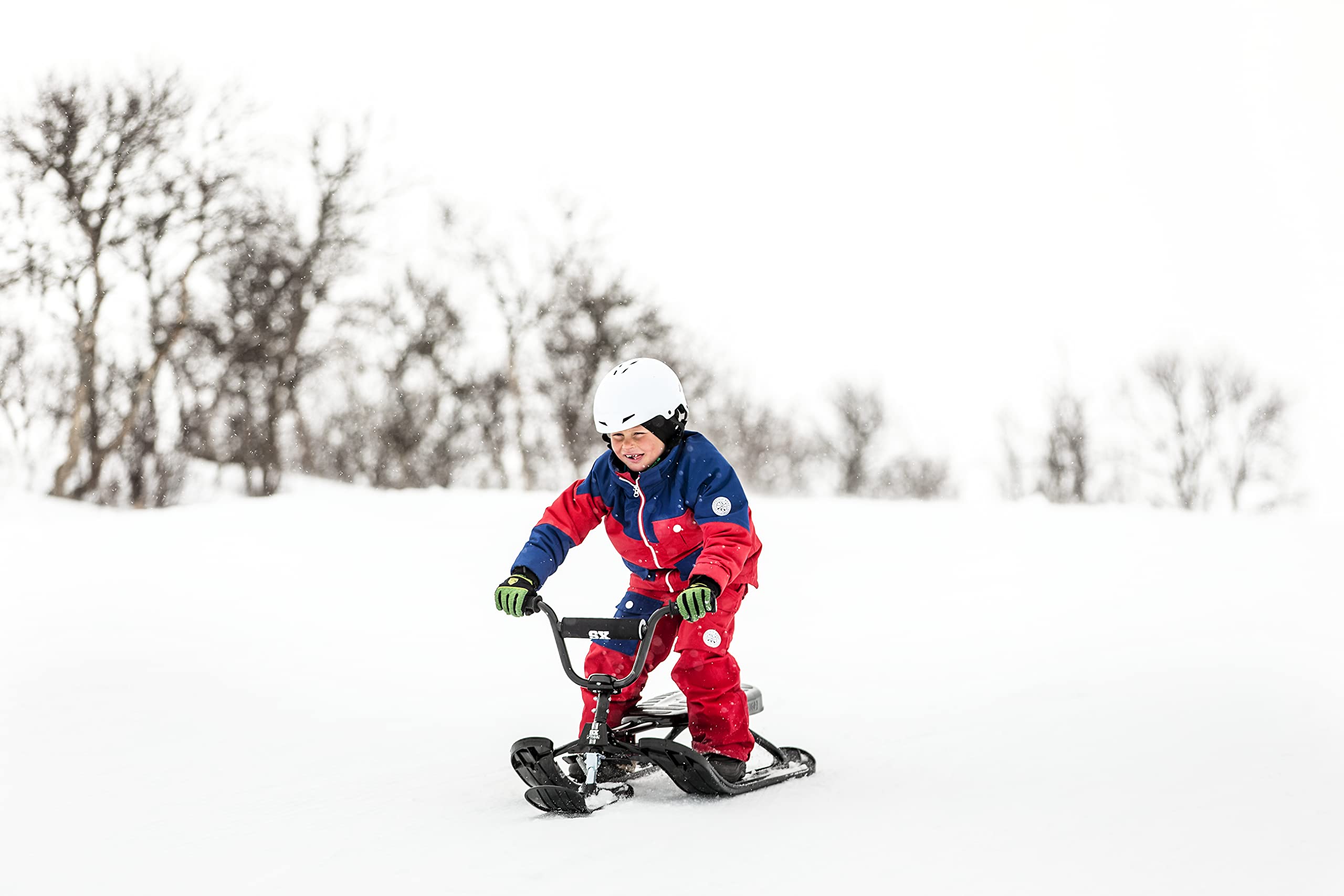 STIGA Snowracer Curve SX Racing Snow Sledge with BMX Steering Wheel and Brakes, for Children from 7 Years Old