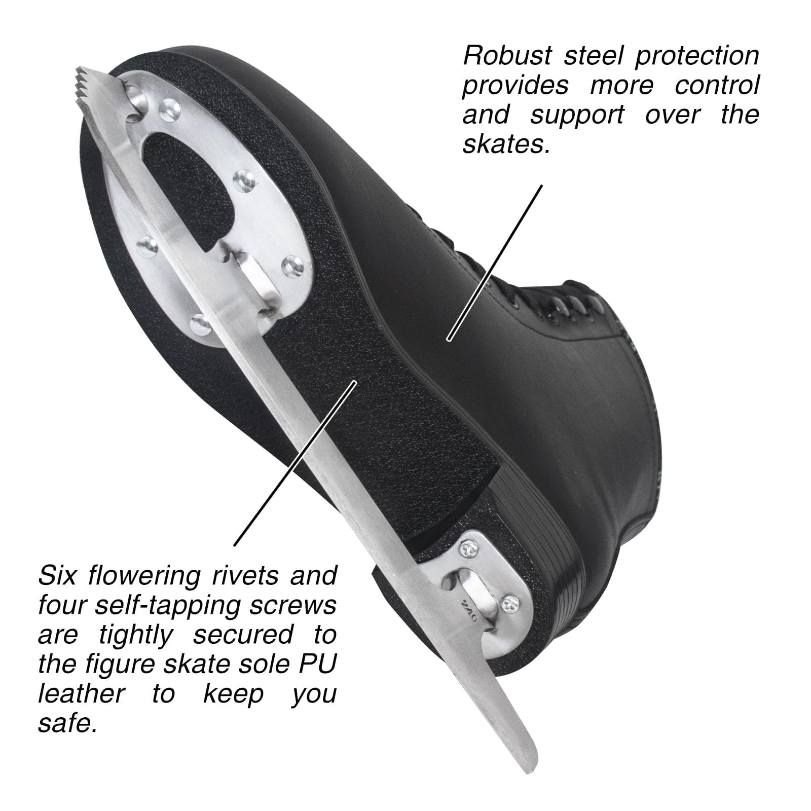 Nattork Figure Skates Excellence Stainless Steel Blades Ice Figure Skating with Enhanced Support Strength Performance and Ultimate Comfort for Youth and Adult