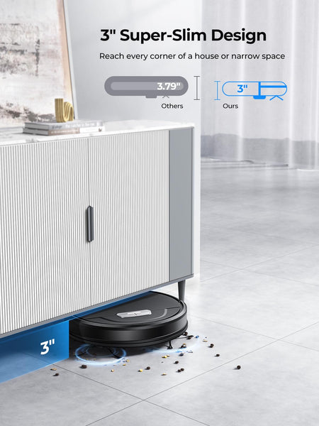 Robot Vacuum Cleaner, 4500Pa Robotic Vacuum with Auto Carpet Boost, Ultra Thin Robot Vacuum for Pet Hair, Smart App Control, Work with Alexa(Evol 3)