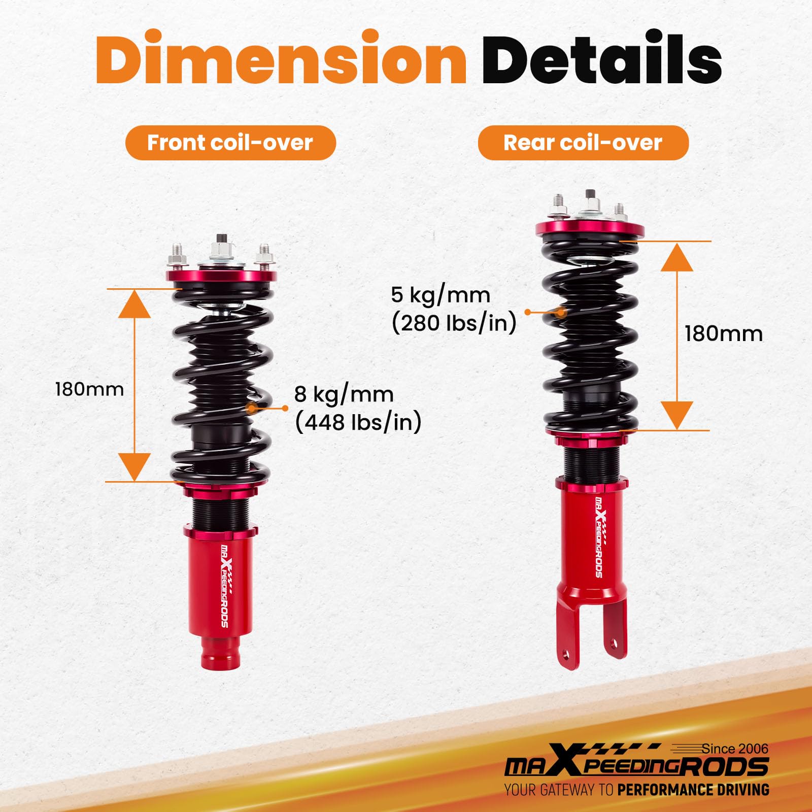 maXpeedingrods Coilovers for Honda Civic 1988-2000, for Honda CRX del Sol 1992-1995, for Acura Integra 1990-2001, 24 Levels Damper Adjustable Struts, Height Adjustable T6 Upgraded Lowering Kit