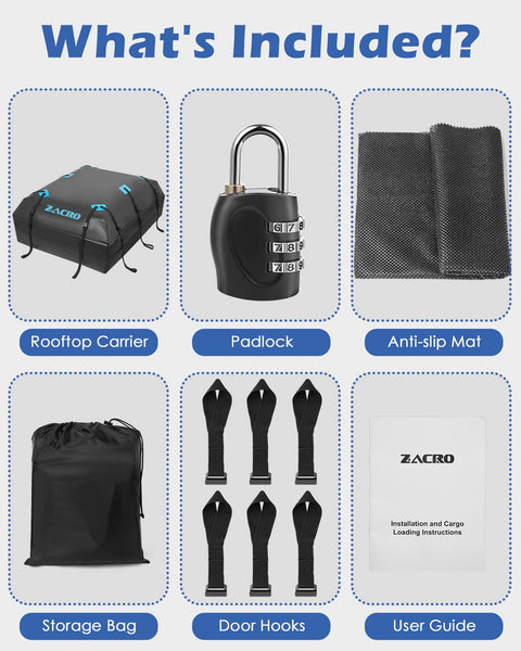 Zacro Car Roof Bag 425 Litres 15 Cubic Feet Cargo Bag, Foldable and Waterproof Car Top Carrier, Straps for Any Car with Roof Rack or No Rails