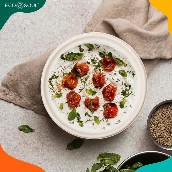 ECO SOUL 400 Pearl White Round Paper Bowl 470 Ml(16Oz) Disposable Bagasse Bowls,100% Compostable, Eco Friendly Paper Bowl for Hot Food Alternative to