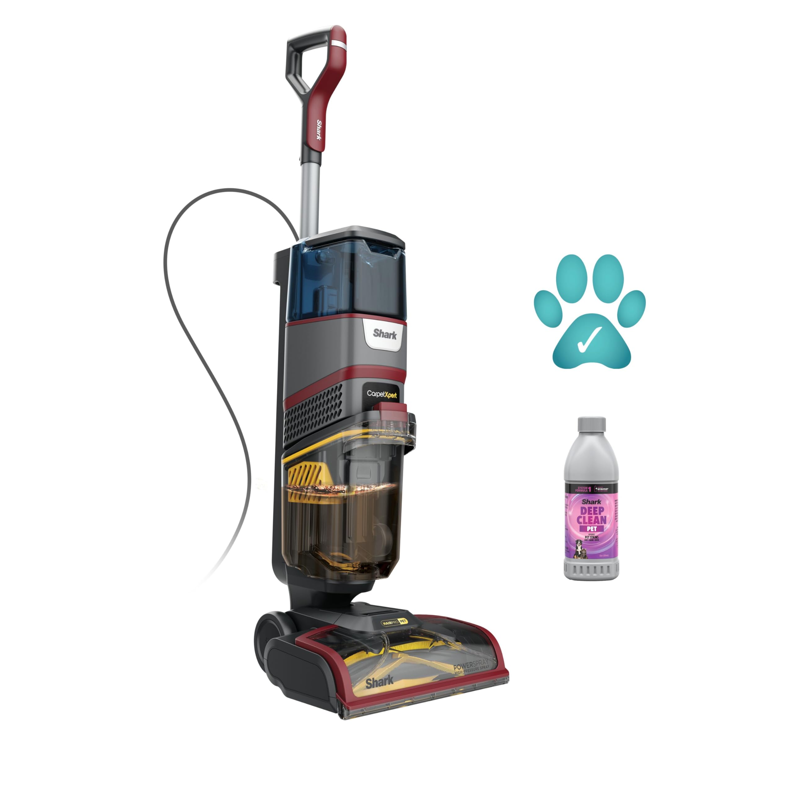 Shark CarpetXpert HairPro Pet Carpet Cleaner with Anti-Clog, Anti-Clump, Anti-Tangle, Removes Stains & Odours from Carpets & Rugs, Includes Deep Clean Pet Formula, 1000W, EX220UK