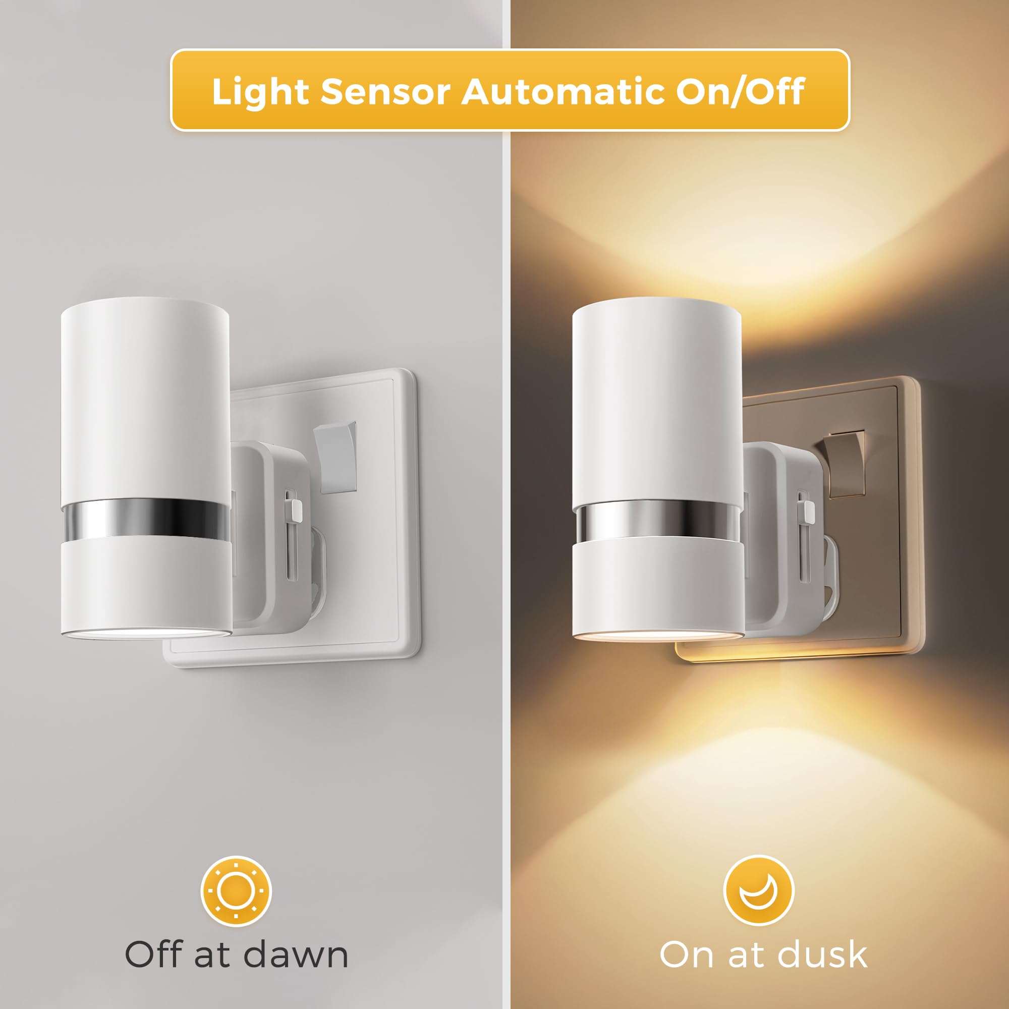 LOHAS-LED Night Light Plug in Wall, 1 Pack, Dimmable Nightlight, Dusk to Dawn Sensor, Brightness Adjustable 0-100LM, 3000K Warm White, Plug-in Modern Night Light for Hallway Bedroom Stair Bathroom