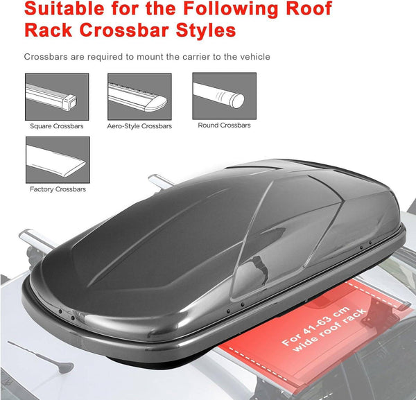 TANGZON Car Roof Box, 400L Extra-Large Car Top Roofbox with Dual Side Opening, Waterproof Hard Rooftop Cargo Carrier Storage Box for Tents Bags Luggage, Fits Most Cars (Black)