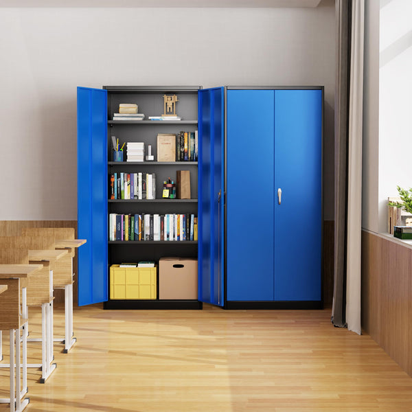 Metal Storage Cabinet with 2 Door and 3 Adjustable Shelves,140X80x40CM Steel Cabinet for Warehouse,Garage,Home,Office,Easy Assemble Required(Black/White)