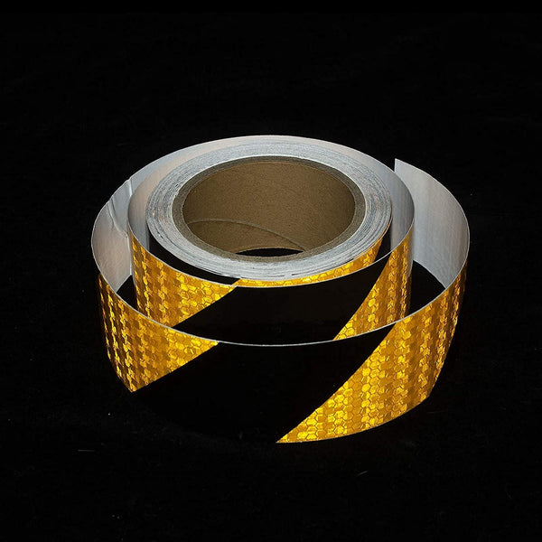 XFXIA Reflective Tape - Yellow & Black, 10cm x 20m, Waterproof, Self-Adhesive Warning Tape for Vehicles, Cars, Trailers, Outdoors