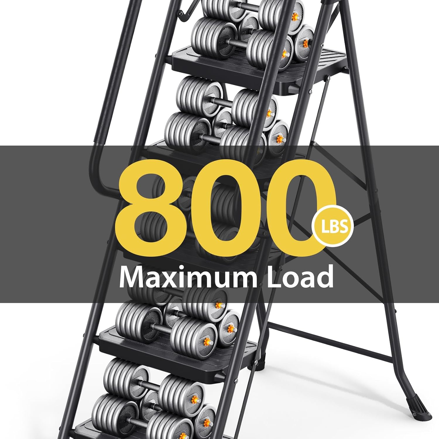 KINGRACK Folding 3-Step Ladder with Non-Slip Pedals, Sturdy Steel, Lightweight & Portable, Red