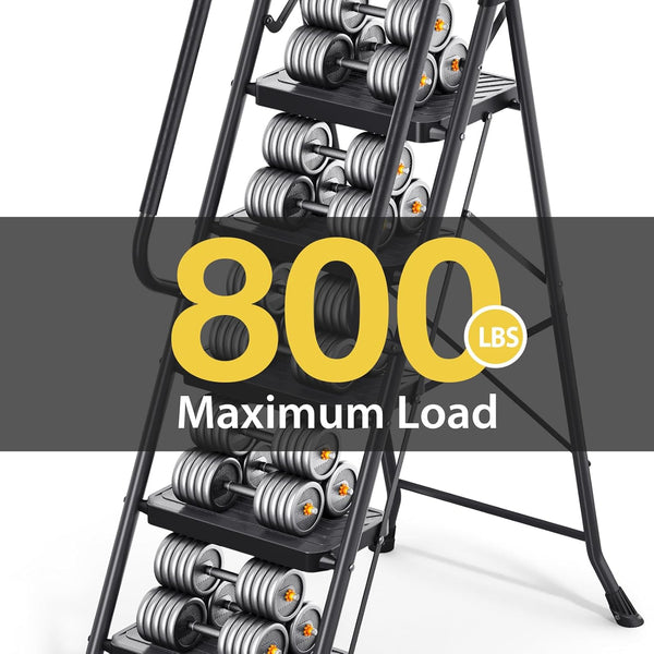 KINGRACK Folding 3-Step Ladder with Non-Slip Pedals, Sturdy Steel, Lightweight & Portable, Red