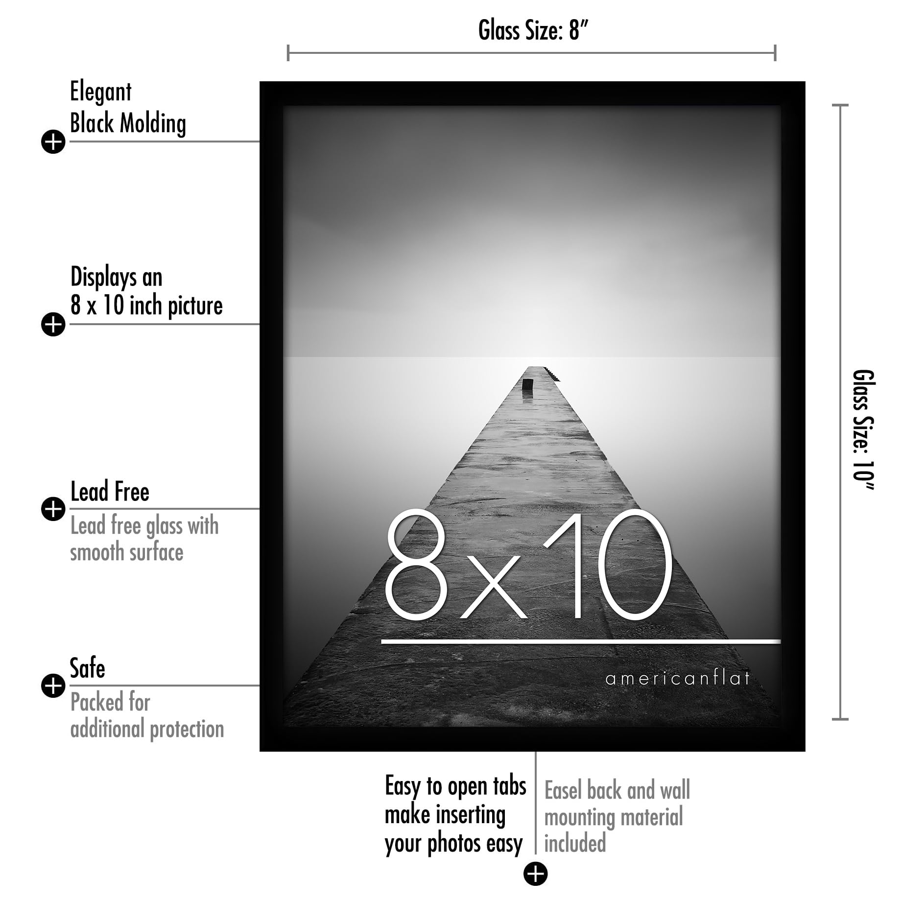 Americanflat 10x8 Photo Frames in Black - Set of 6 - Gallery Wall Picture Frame with Shatter-resistant Glass - Horizontal and Vertical Formats for