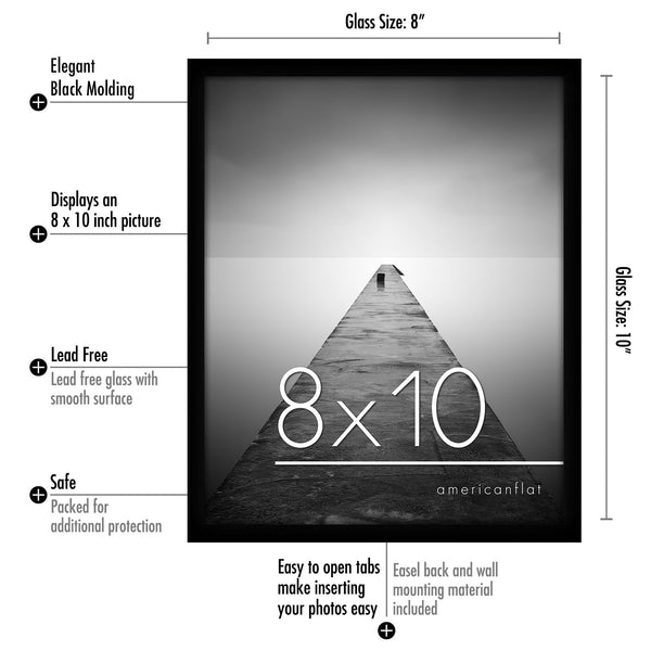 Americanflat 10x8 Photo Frames in Black - Set of 6 - Gallery Wall Picture Frame with Shatter-resistant Glass - Horizontal and Vertical Formats for