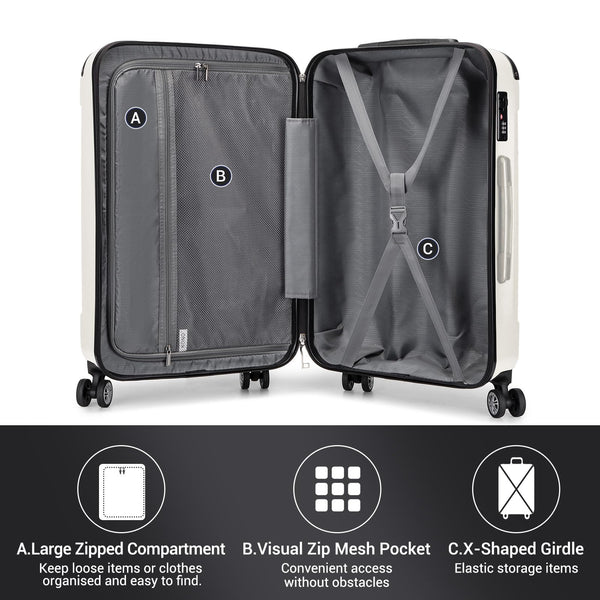 Kono 28 Inch Large Hard Shell Luggage Lightweight ABS 4 Wheels Spinner Business Trip Trolley Case Suitcase (Grey)