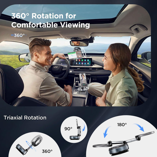 MSXTTLY Vacuum Magnetic Phone Holder for Car, 2025 Vmag-S1, Suction Phone Mount 360° Rotatable, Foldable & Adjustable, for iPhone 16 Pro MAX 15 14 13 12 & Android, Black
