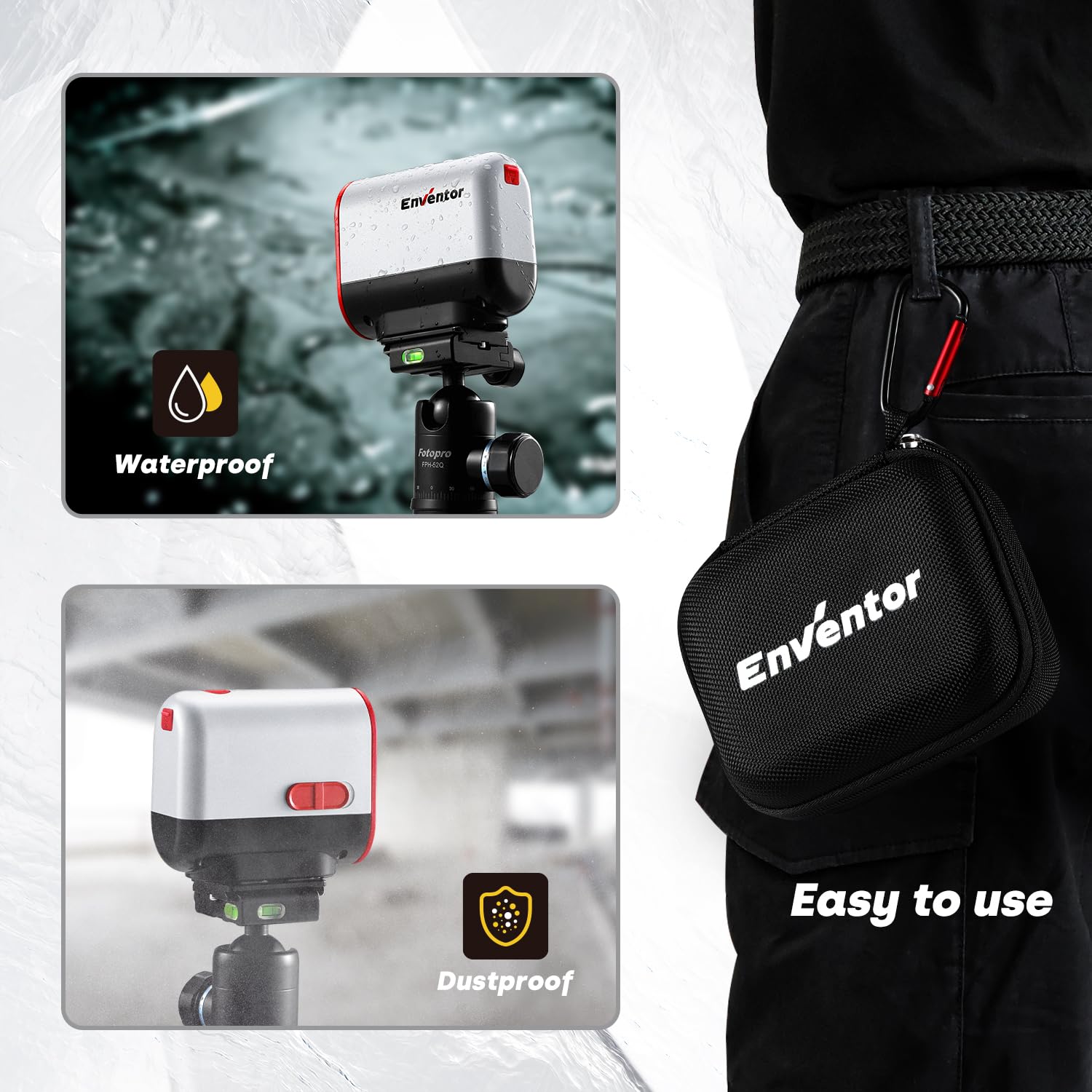 Enventor Rechargeable Laser Level, 25M 2200mAh Li-ion Battery Green Laser Level Self Leveling with Pulse Mode, 7 Hours Working Time, 360° Magnetic Base, Switchable Horizontal/Vertical/Cross line