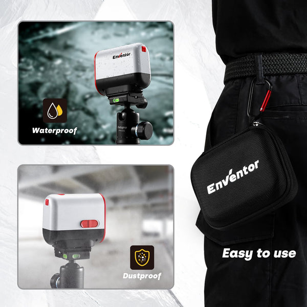 Enventor Rechargeable Laser Level, 25M 2200mAh Li-ion Battery Green Laser Level Self Leveling with Pulse Mode, 7 Hours Working Time, 360° Magnetic Base, Switchable Horizontal/Vertical/Cross line